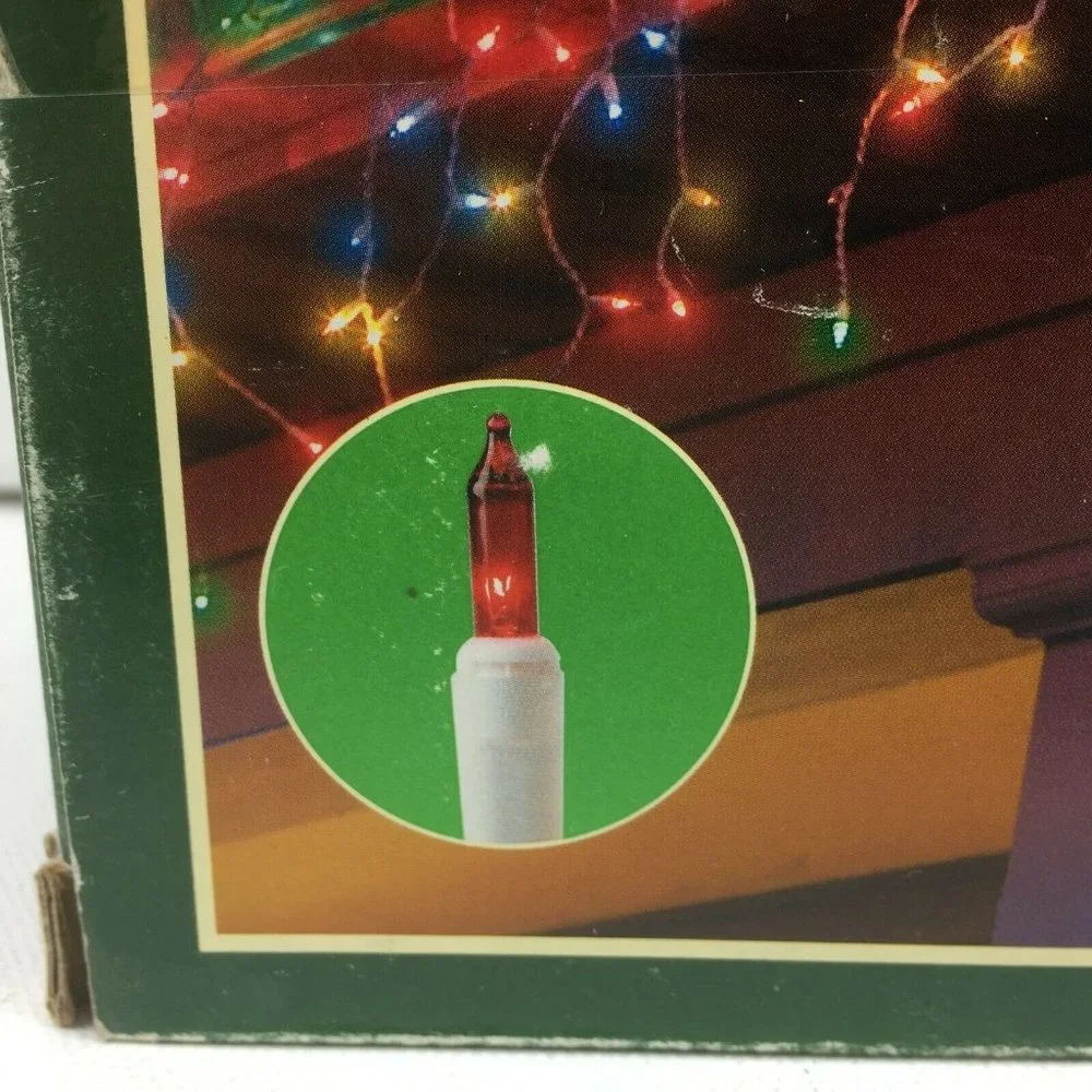 Holiday Time 300 Christmas 18 Ft Multicolor Bulbs White Wire Icicle Light Set